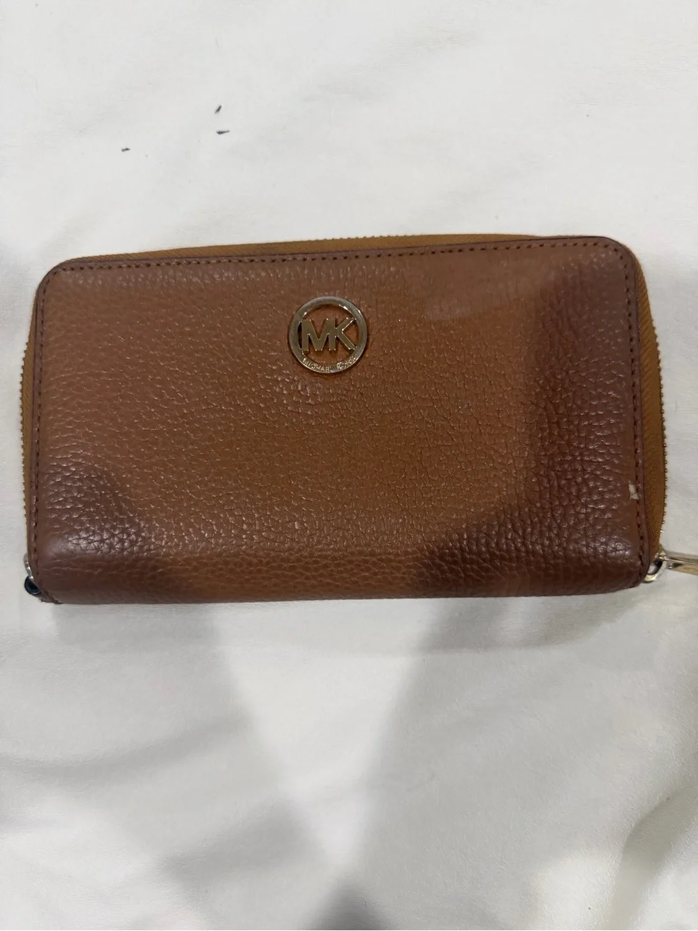 Michael Kors Brown Pebbled Leather Zip Around Wallet